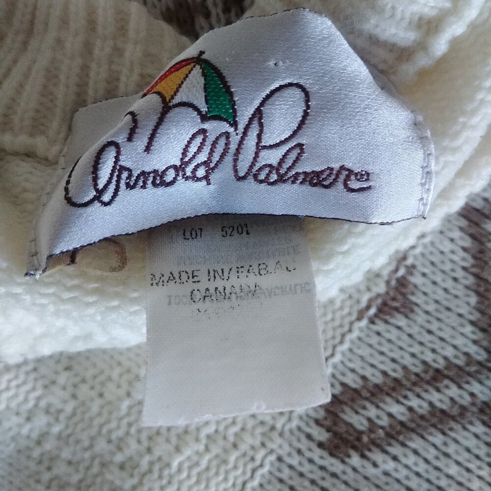 Vintage made in Canada Arnold Palmer cream brown sweater approx XL Men - Picture 11 of 16